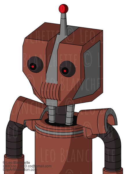 Brown Droid With Mechanical Head And Speakers Mouth And Red Eyed And Single Led Antenna #23031