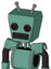 Green Mech With Box Head And Keyboard Mouth And Black Glowing Red Eyes And Double Antenna