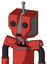 Tomato-Red Droid With Mechanical Head And Sad Mouth And Two Eyes And Single Antenna
