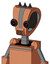 Peach Robot With Droid Head And Speakers Mouth And Black Glowing Red Eyes And Three Dark Spikes