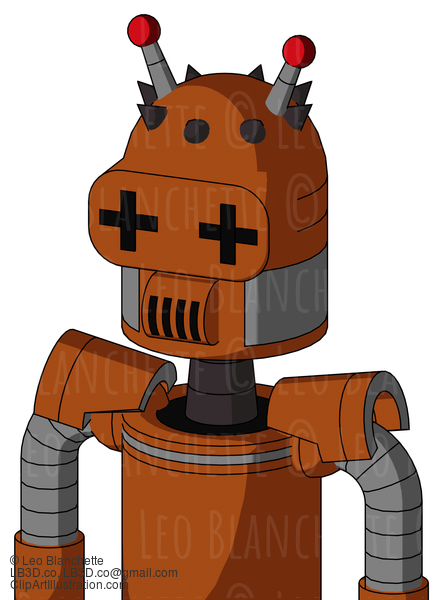 Brownish Droid With Dome Head And Speakers Mouth And Plus Sign Eyes And Double Led Antenna #23060