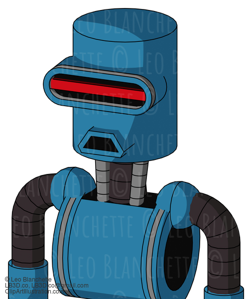 Blue Automaton With Cylinder Head And Sad Mouth And Visor Eye #23062