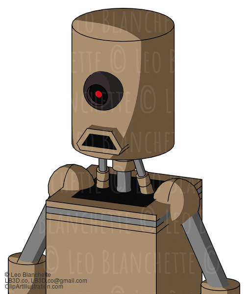 Cardboard Droid With Cylinder Head And Sad Mouth And Black Cyclops Eye #23063