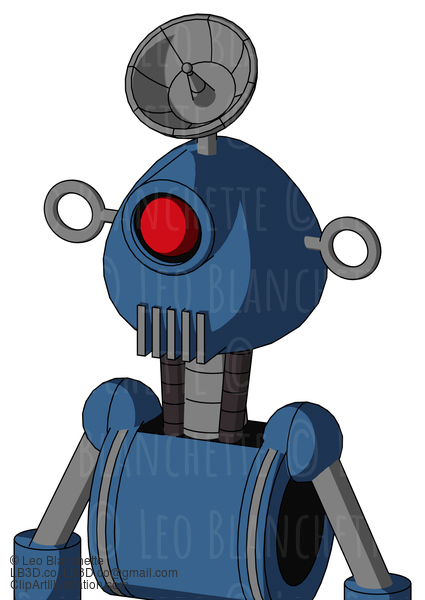 Blue Robot With Rounded Head And Vent Mouth And Cyclops Eye And Radar Dish Hat #23070