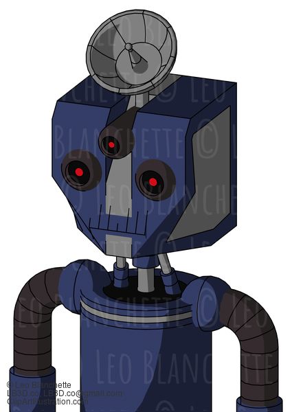 Blue Droid With Mechanical Head And Toothy Mouth And Three-Eyed And Radar Dish Hat #23075