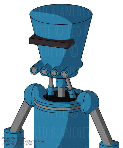 Blue Automaton With Cylinder-Conic Head And Pipes Mouth And Black Visor Cyclops #23077