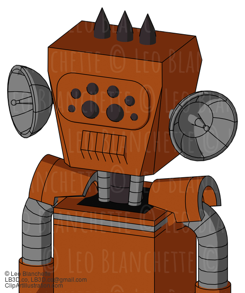 Brownish Droid With Box Head And Toothy Mouth And Bug Eyes And Three Dark Spikes #23080