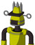 Yellow Robot With Cone Head And Dark Tooth Mouth And Black Visor Cyclops And Three Spiked