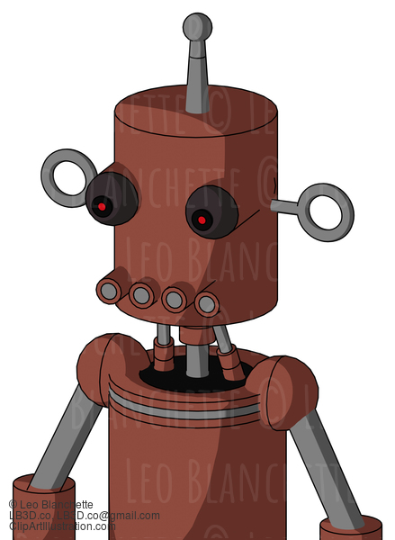 Brown Droid With Cylinder Head And Pipes Mouth And Red Eyed And Single Antenna #23083