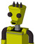 Yellow Robot With Cylinder-Conic Head And Happy Mouth And Two Eyes And Three Dark Spikes