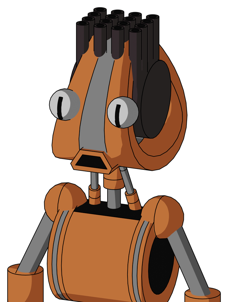 Orange Droid With Droid Head And Sad Mouth And Two Eyes And Pipe Hair