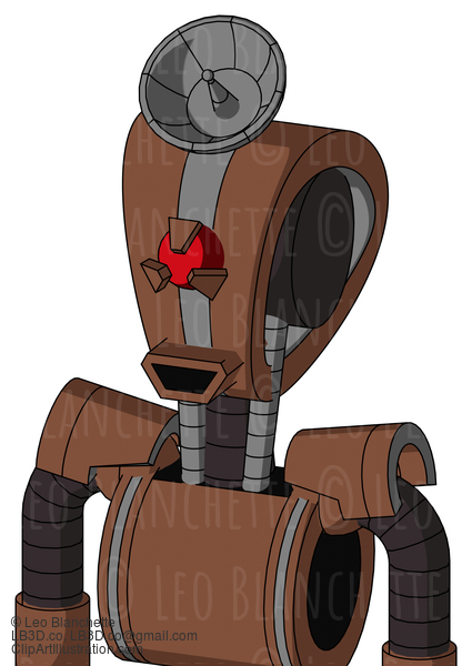 Brown Mech With Droid Head And Happy Mouth And Angry Cyclops Eye And Radar Dish Hat #23096