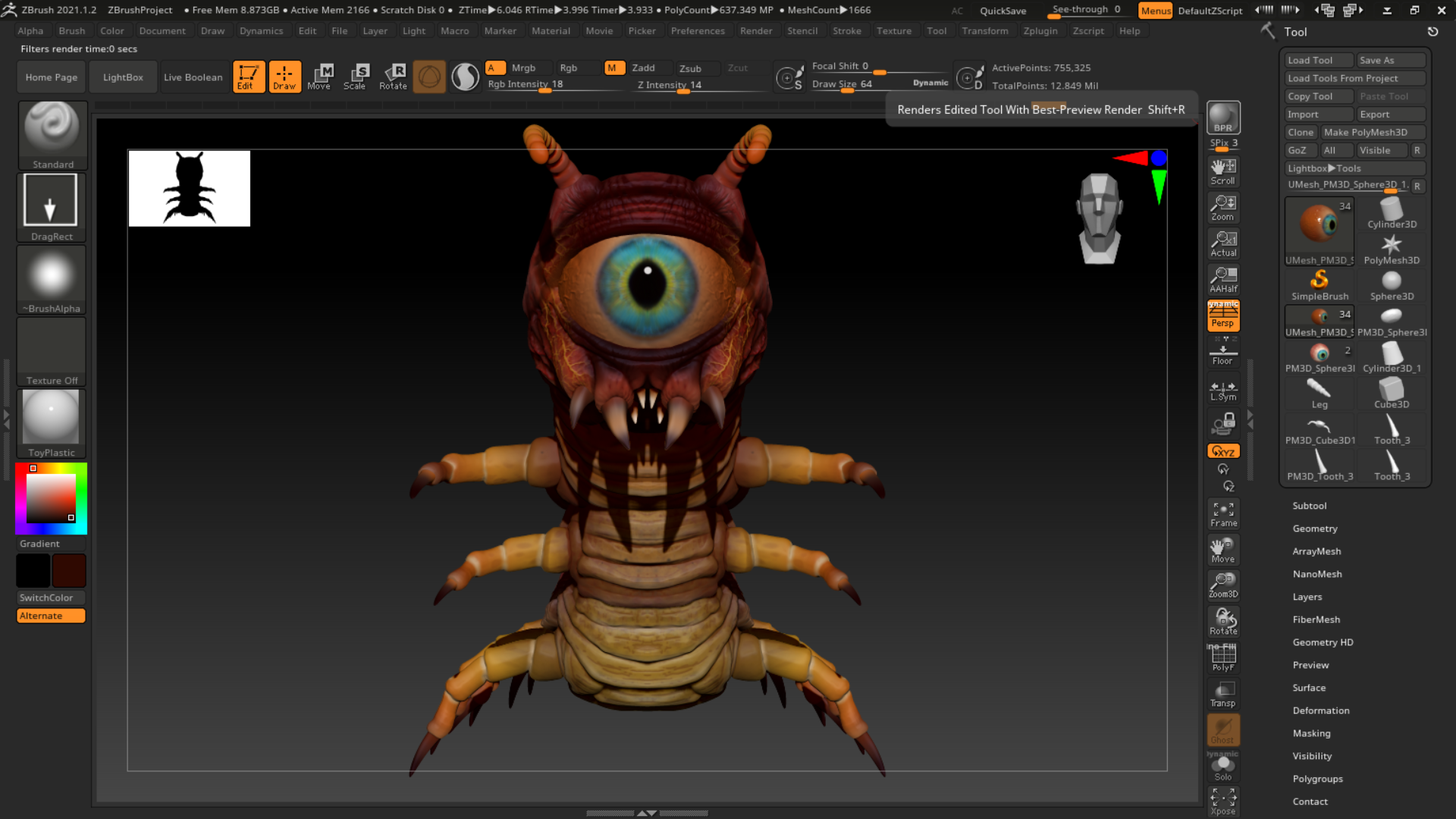 Centipede Eyeball Monster