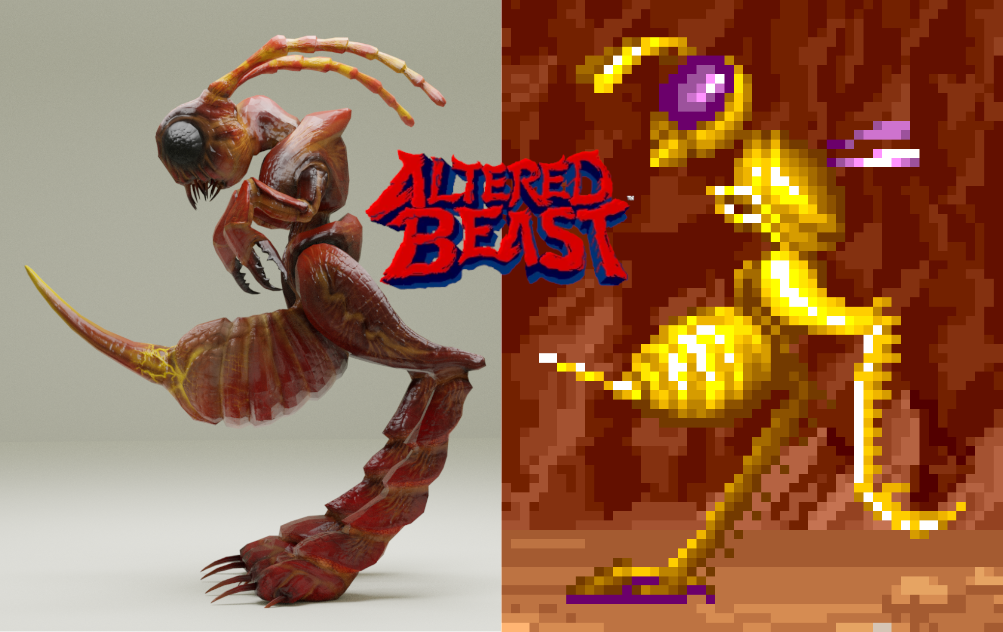 Cave Needle Stining Ant 3d Render, Altered Beast Inspired Monster