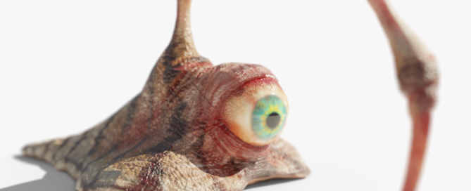 Eyeball Spine Slug 3d Model, Strange Monster or Creature / Download