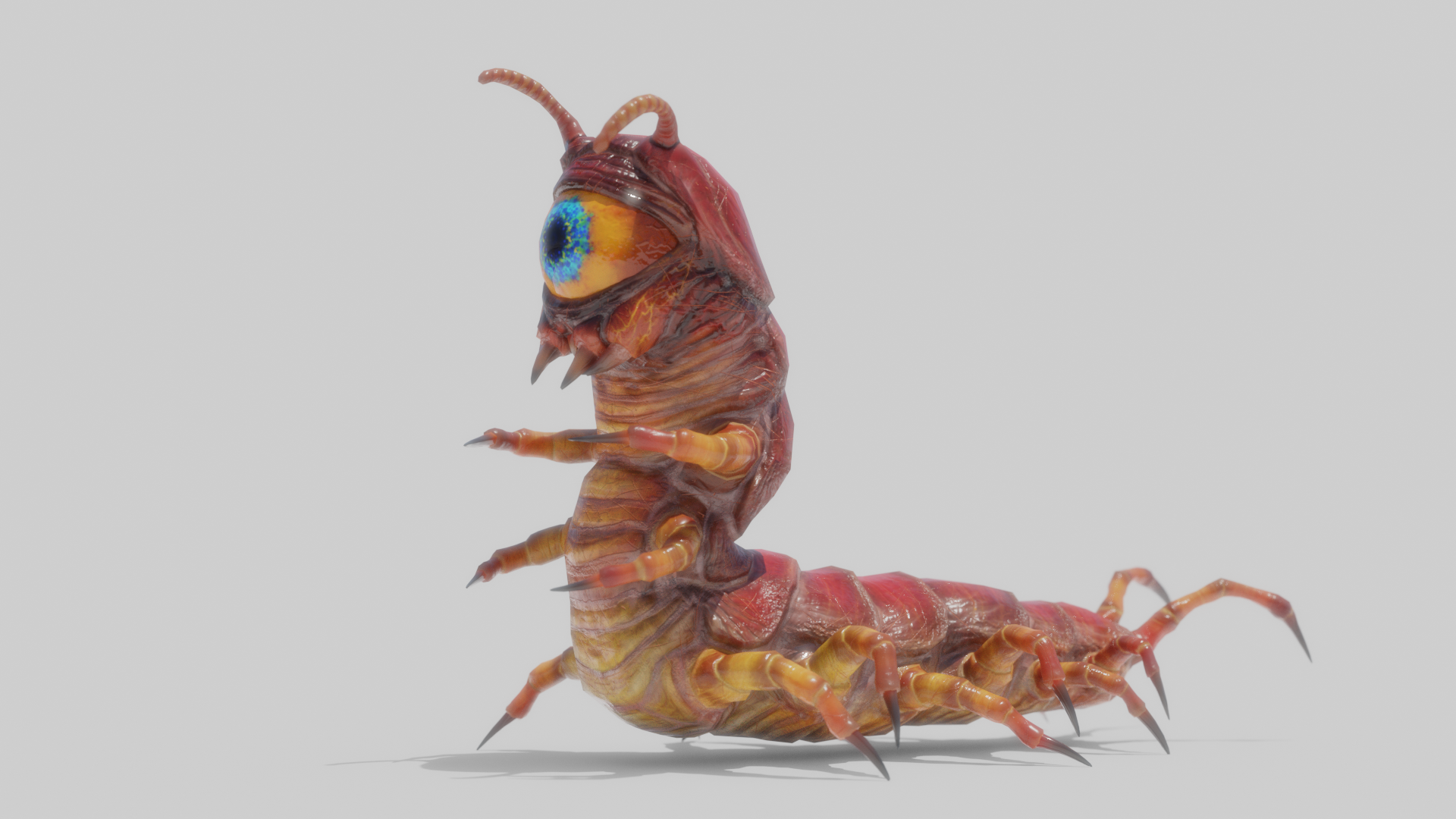 Centipede eyeball monster, standing up and looking heroic.