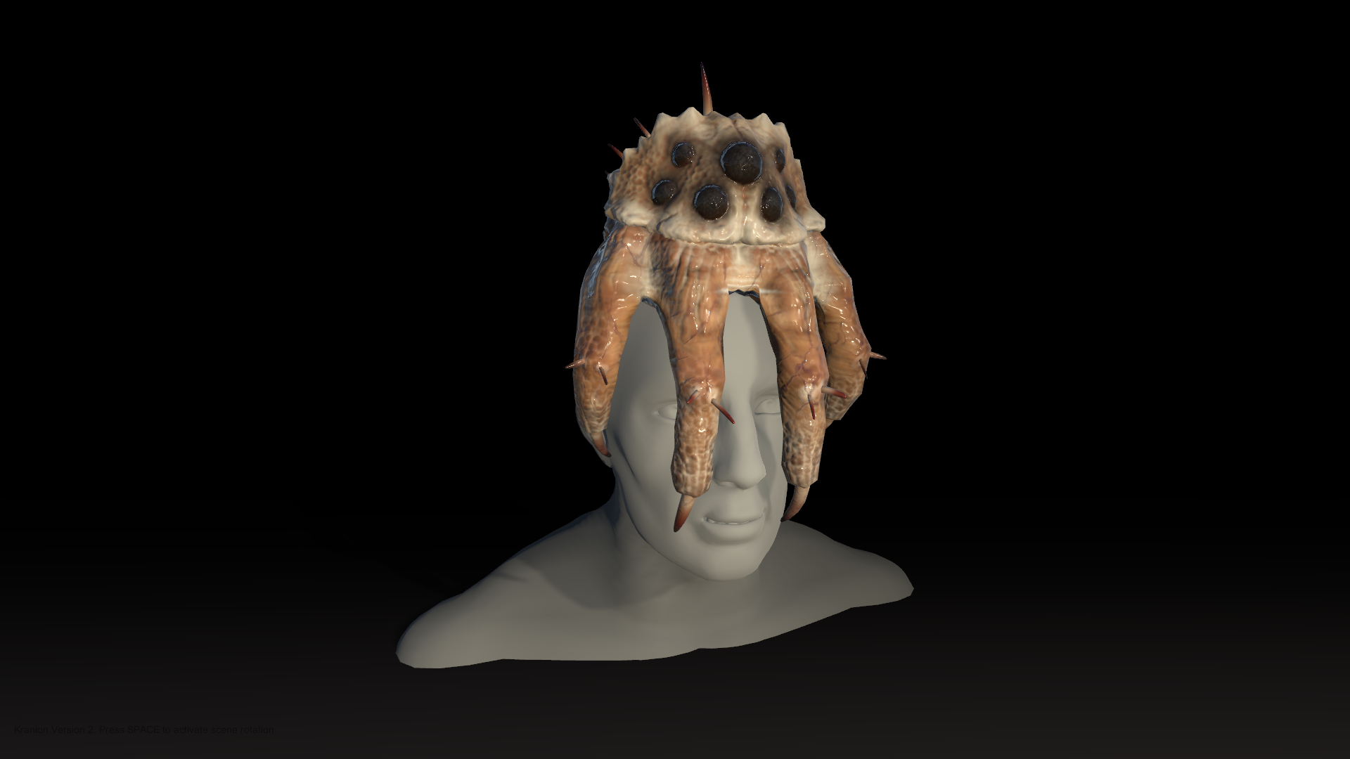 Kranion Soldier Attached to a Head - Game Asset Demo (Facehugger, Headcrab, Baneling)