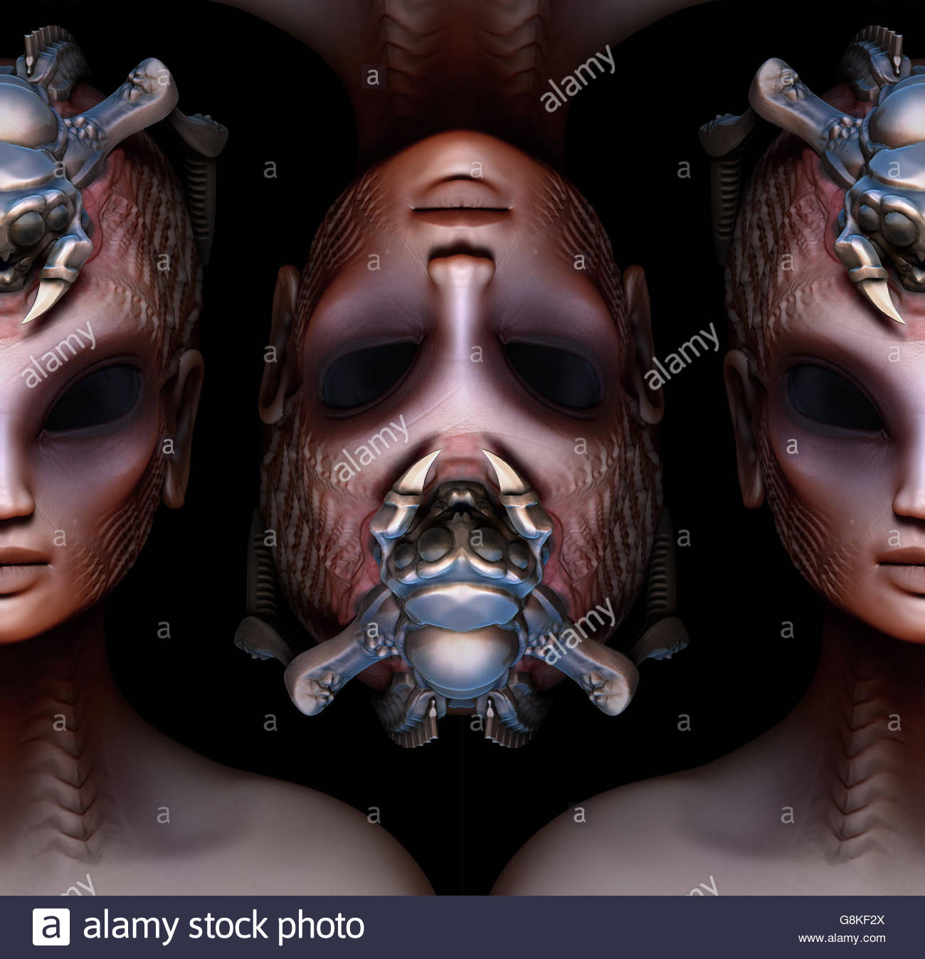 Hybrid alien woman queen pattern strange concept.