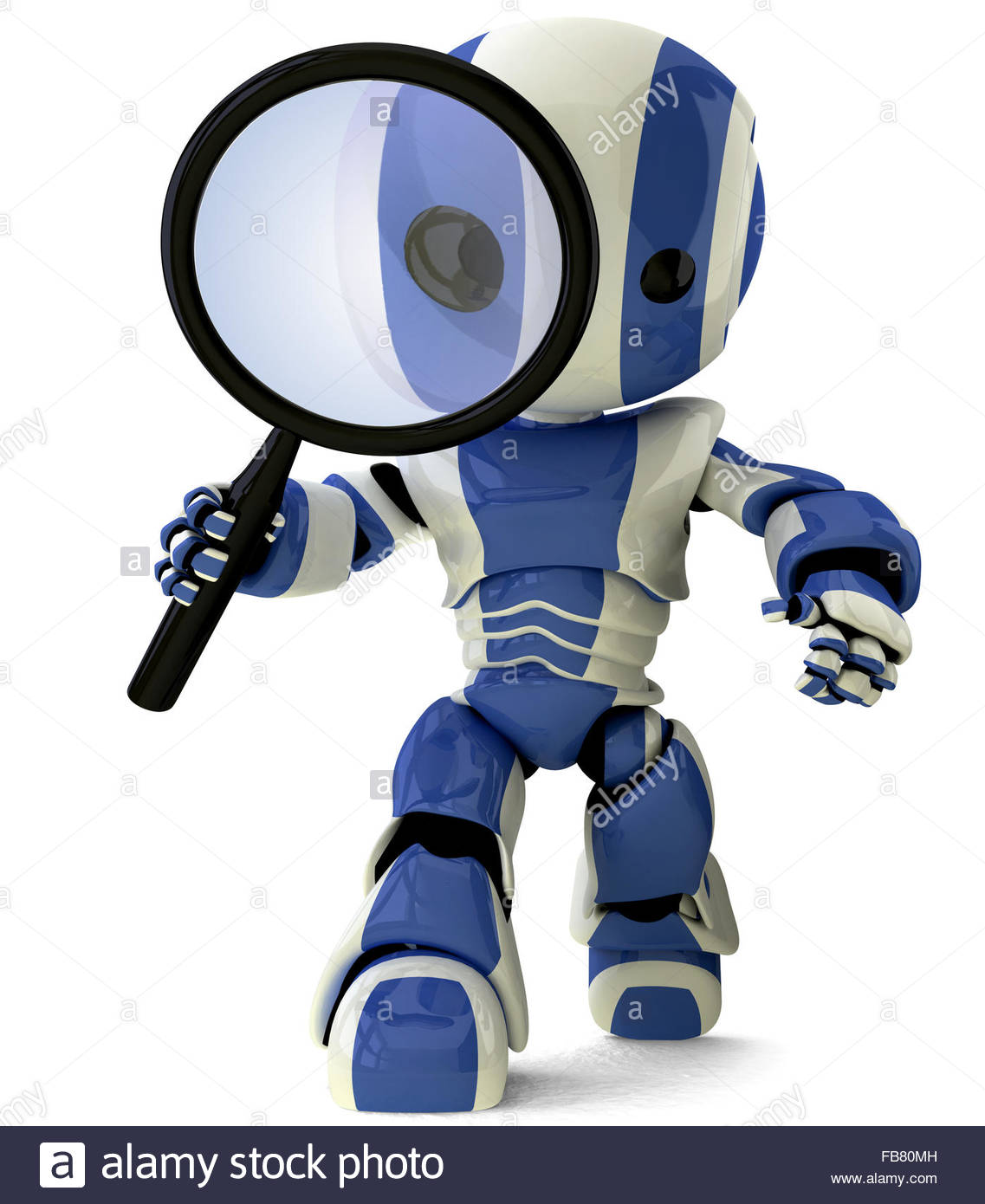 Search alamy All images Search alamy A glossy robot with a magnifying glass inspecting something. A fun concept in programming and search engine optimization.