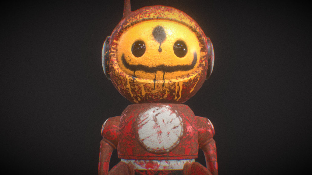 Cute robot old beat up machine business mascot