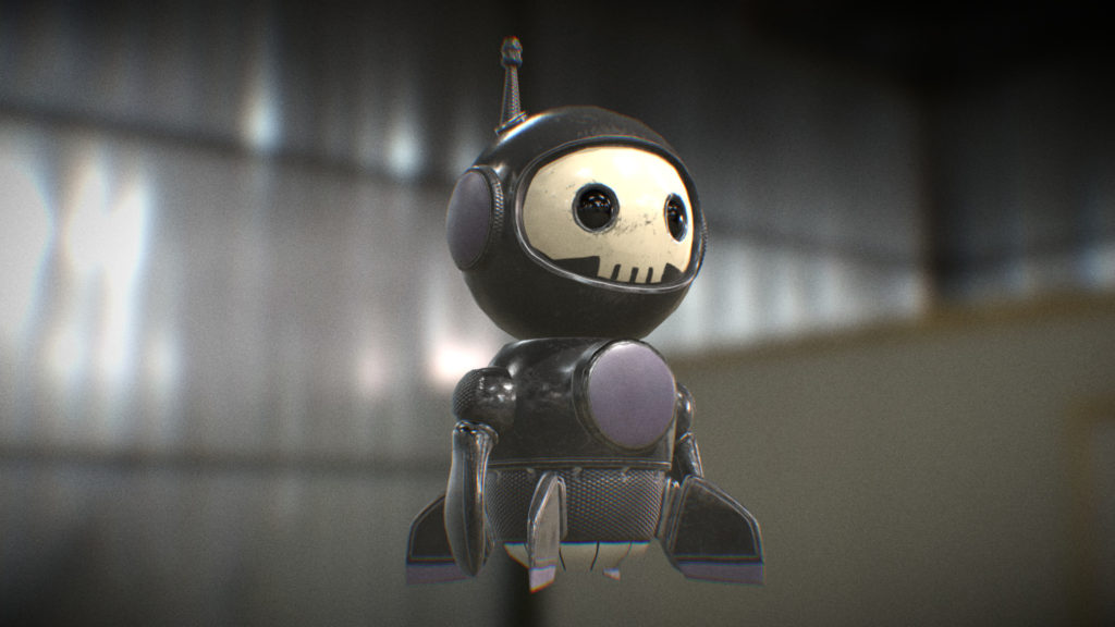 Cute robot skull pattern mascot