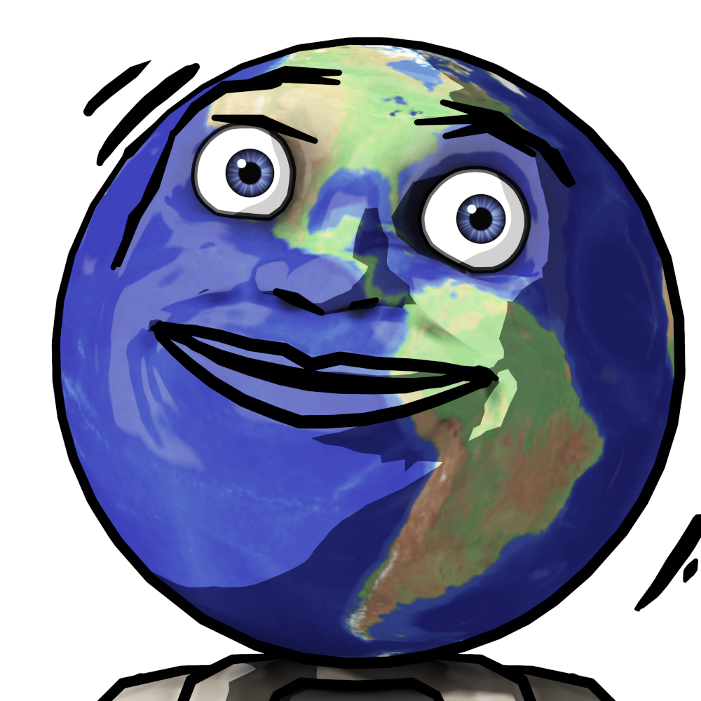 GlobeTroll the Scientician: Mug Shot — a smiling globe illustration